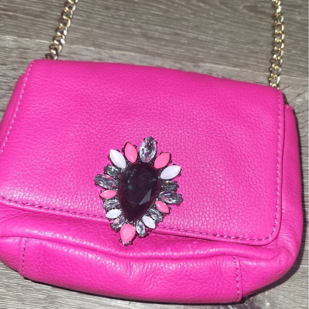 Juicy Couture Leather Pink Mini Chain Link Crossbody Bag - Picture 2 of 8